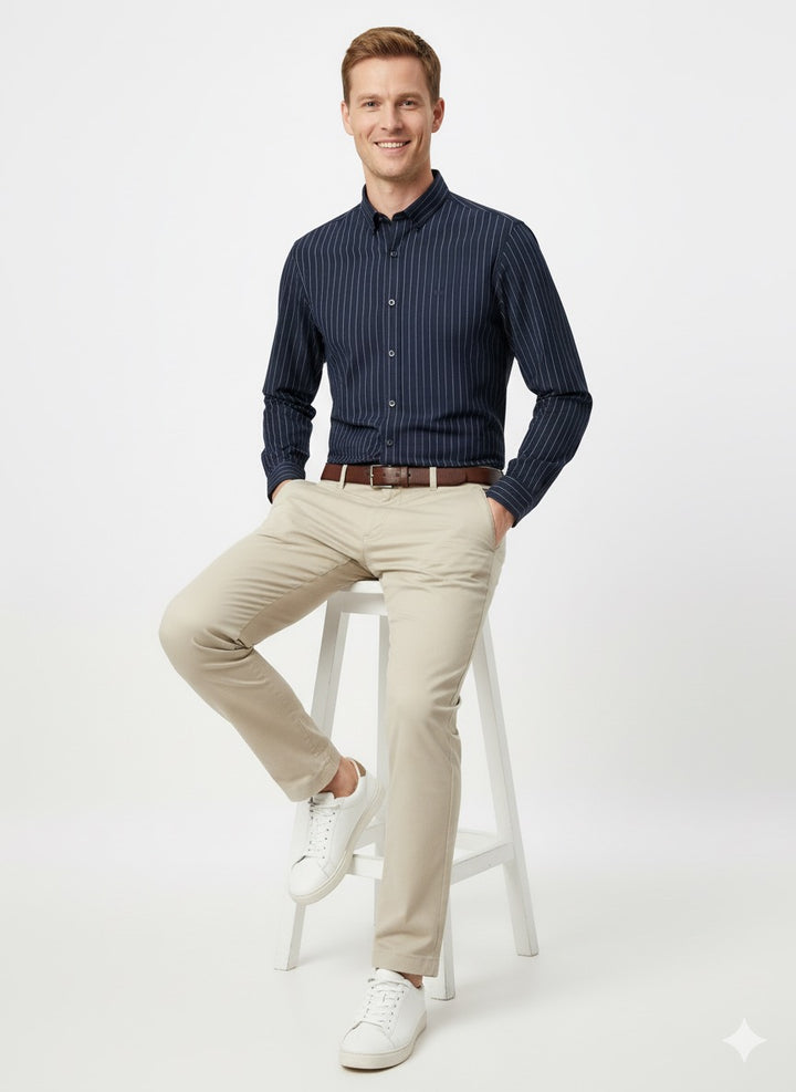 MPL Men's Knitted Striped Long Sleeve Shirt - Victoria