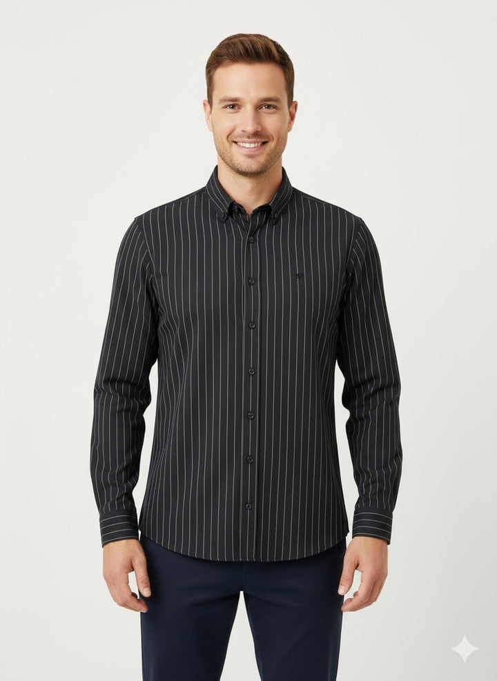 MPL Men's Knitted Striped Long Sleeve Shirt - Onteniente