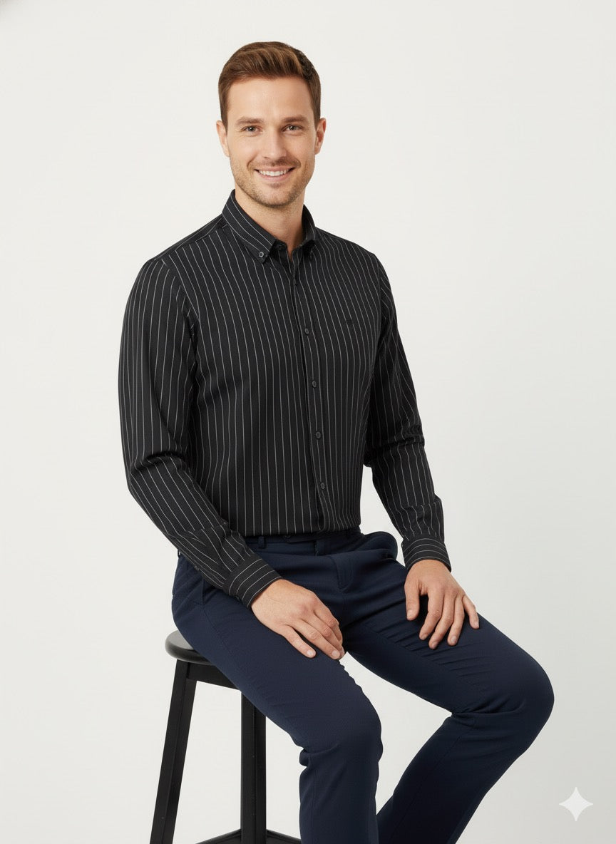 MPL Men's Knitted Striped Long Sleeve Shirt - Onteniente
