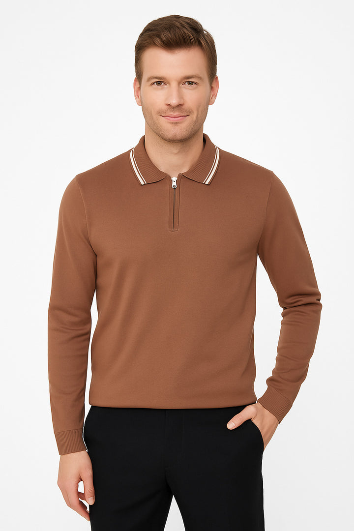 MPL Men's Polo Neck Zippered Sweater 1036 - Pinsk