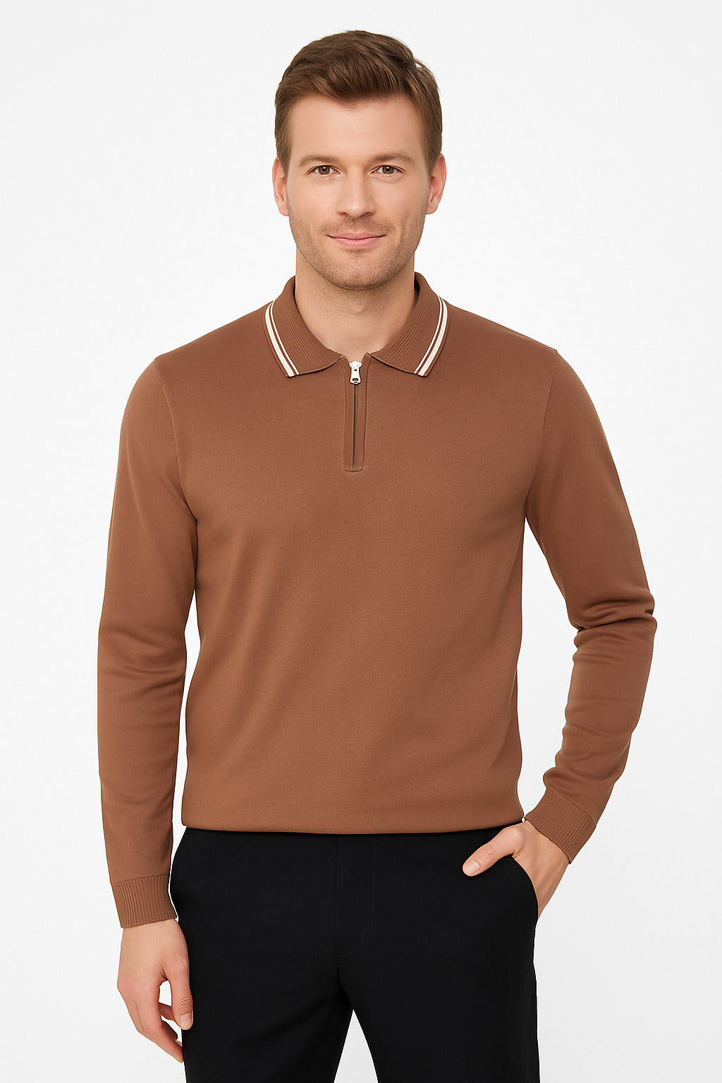 MPL Men's Polo Neck Zippered Sweater 1036 - Sunrise