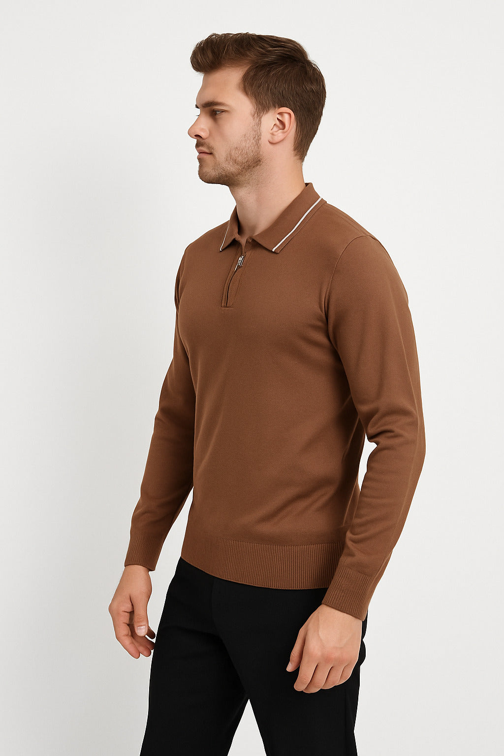MPL Men's Polo Neck Zippered Sweater 1036 - Pinsk