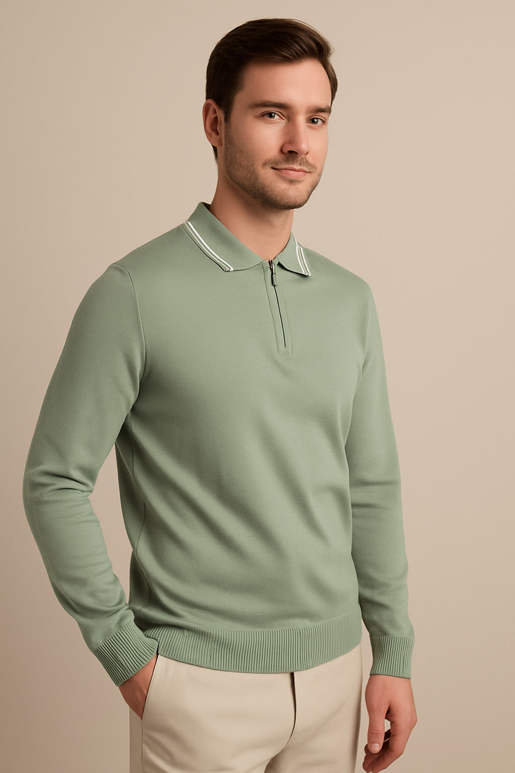 MPL Men's Polo Neck Zippered Sweater 1036 - Cuenca