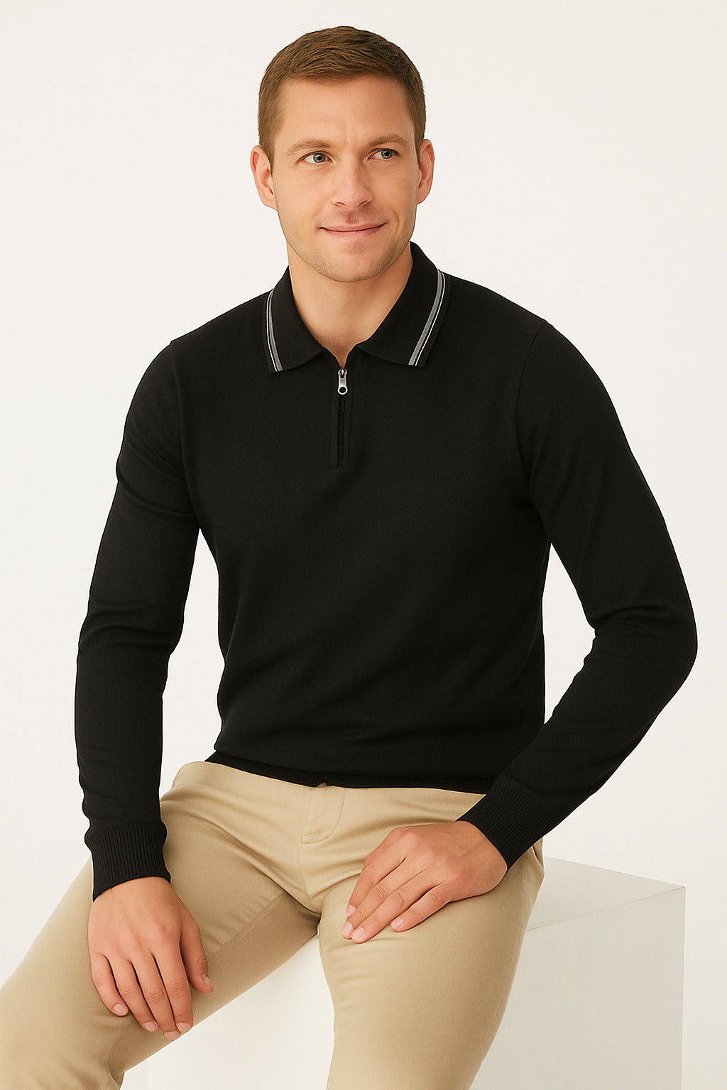 MPL Men's Polo Neck Zippered Sweater 1036 - Sheboygan