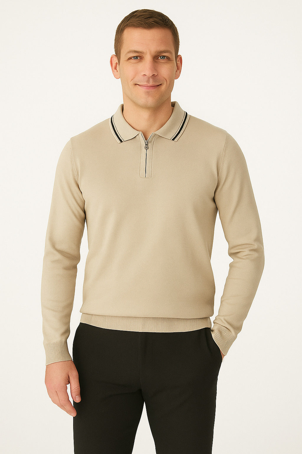 MPL Men's Polo Neck Zippered Sweater 1036 - Pinsk