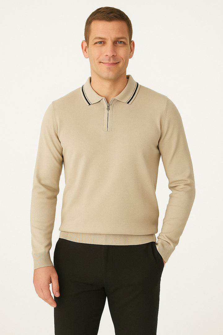 MPL Men's Polo Neck Zippered Sweater 1036 - Pinsk