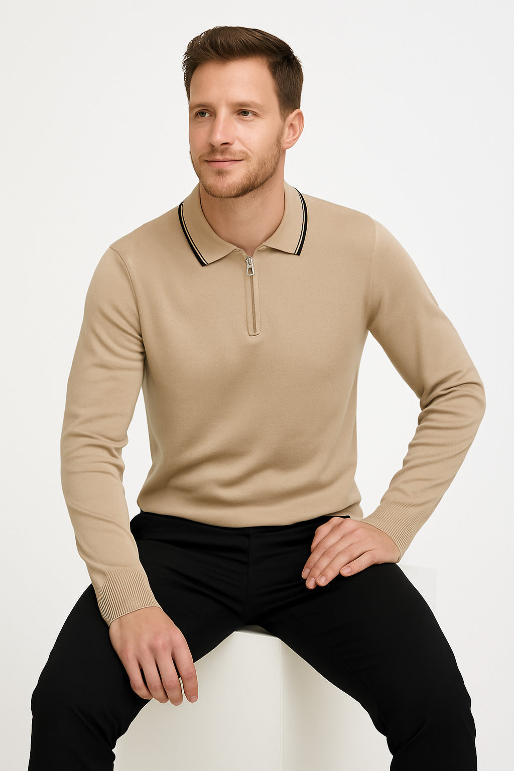 MPL Men's Polo Neck Zippered Sweater 1036 - Grasse