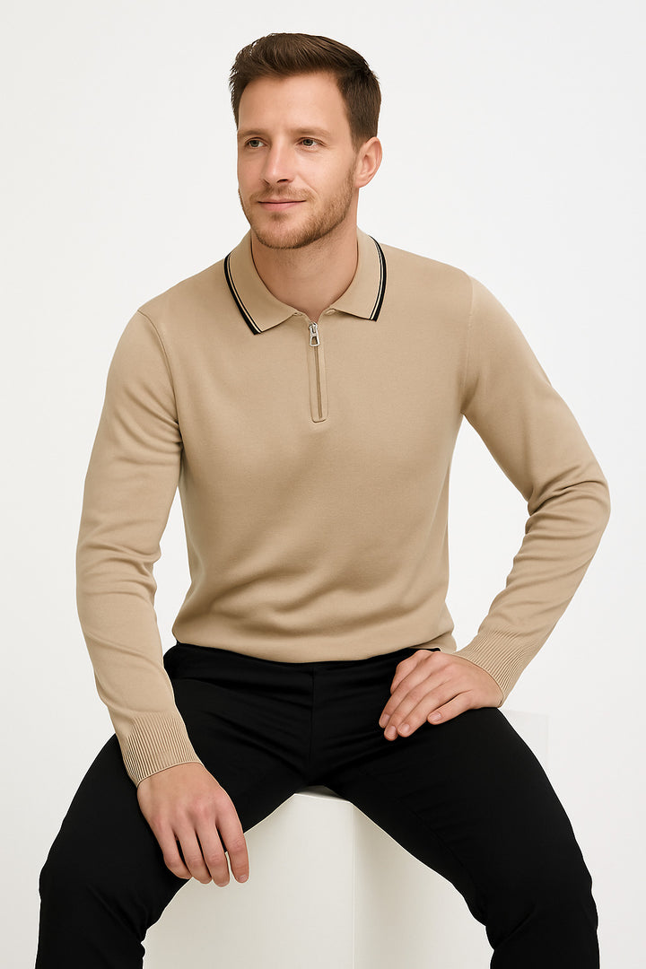 MPL Men's Polo Neck Zippered Sweater 1036 - Grasse
