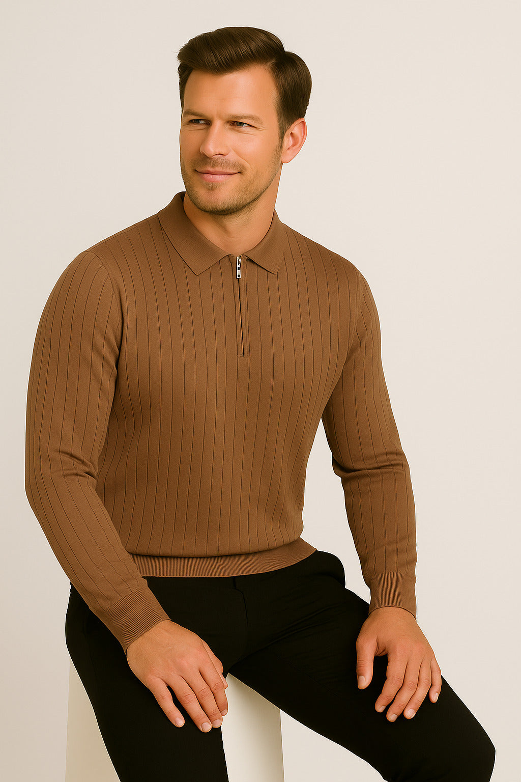 MPL Men's Polo Neck Zippered Sweater 1038 - Roman