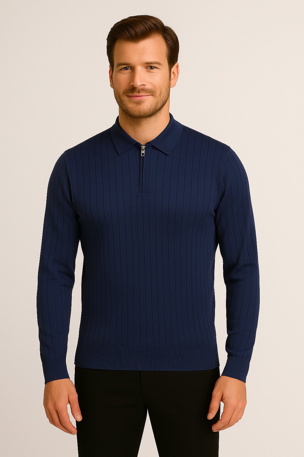 MPL Erkek Polo Yaka Fermuarlı Kazak 1038 - Roseville