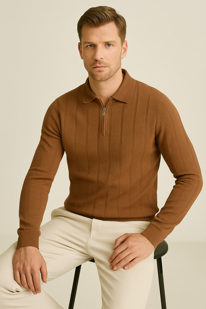 MPL Men's Polo Neck Zippered Sweater 6580 - Perth Amboy