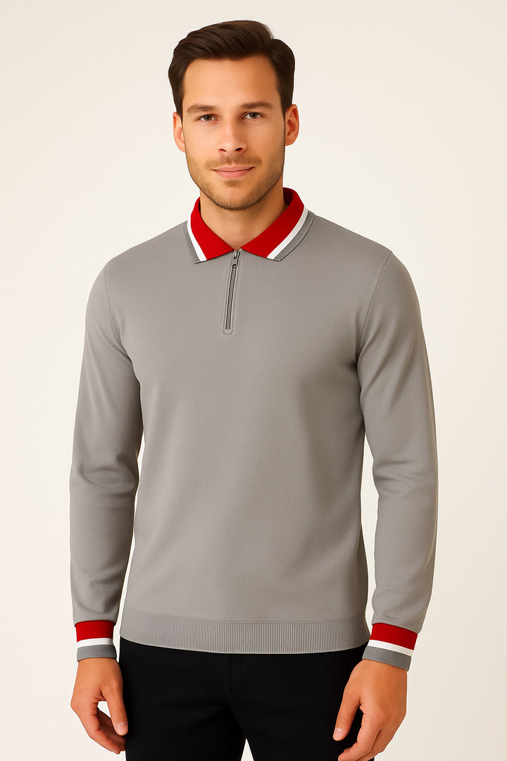 MPL Erkek Polo Yaka Fermuarlı Kazak 8008 - Valencia