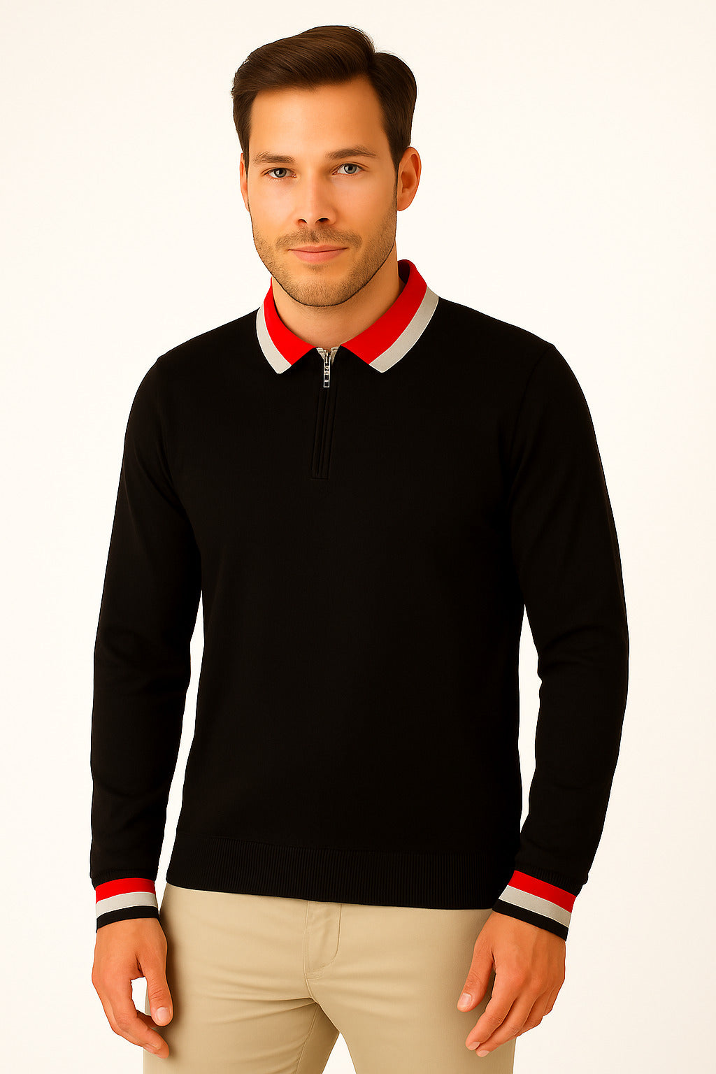 MPL Men's Polo Neck Zippered Sweater 8008 - Ameca