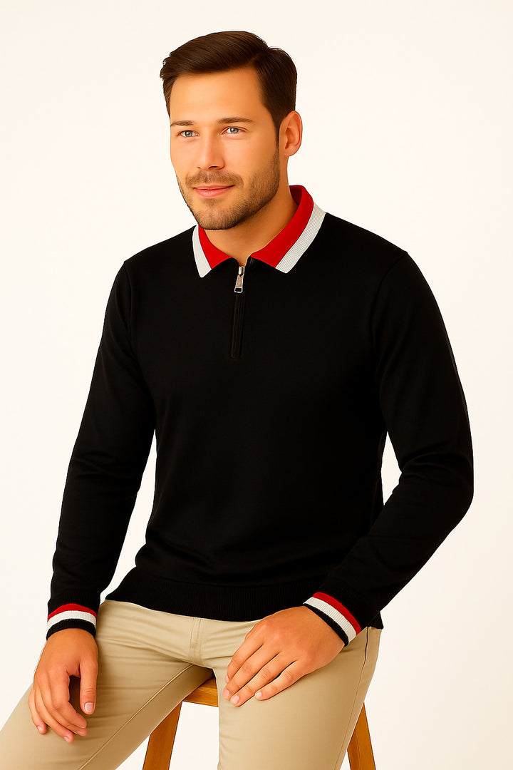 MPL Men's Polo Neck Zippered Sweater 8008 - Ameca