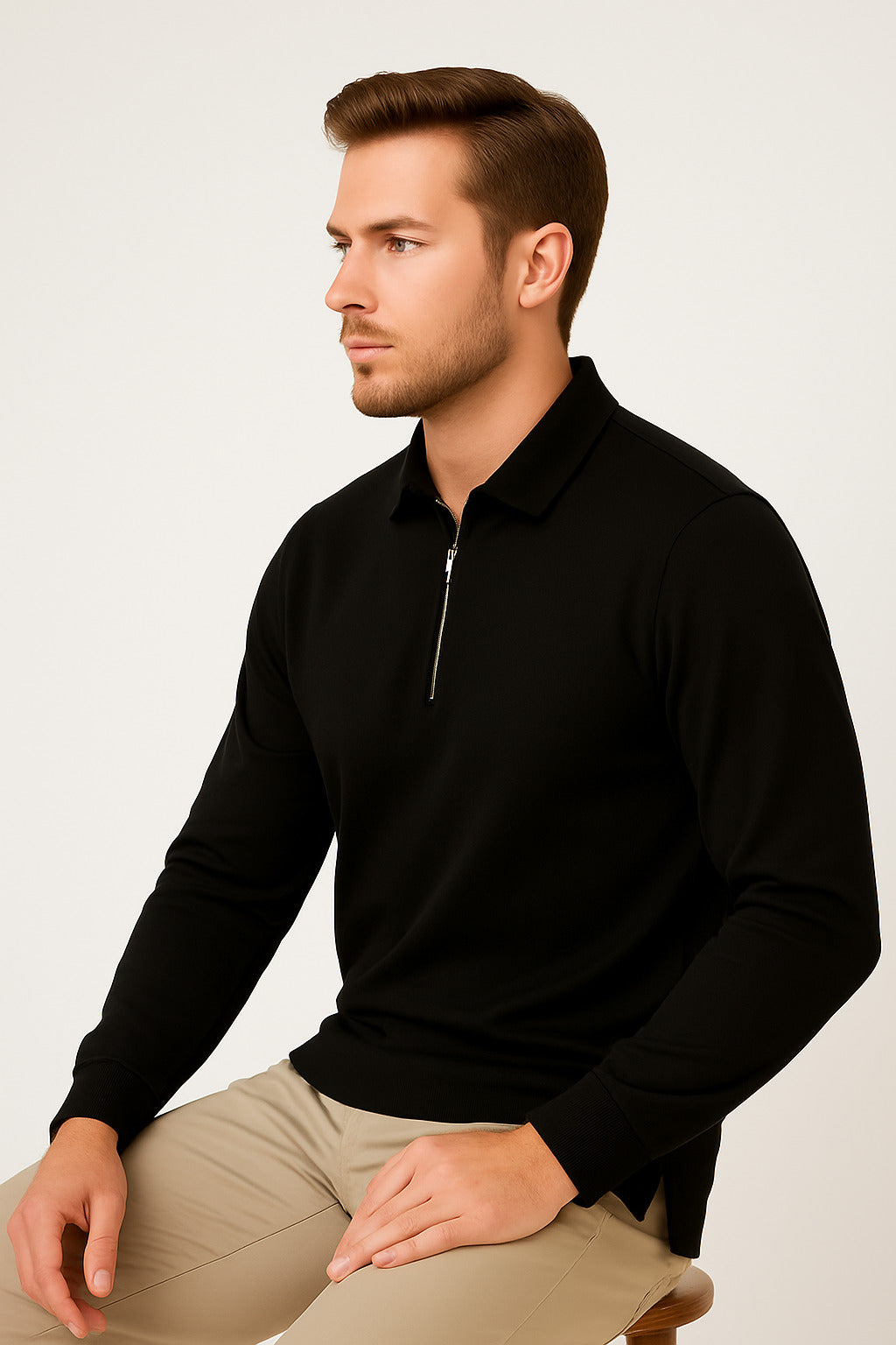 MPL Men's Zippered Polo Neck Sweatshirt 4019 - Glendora