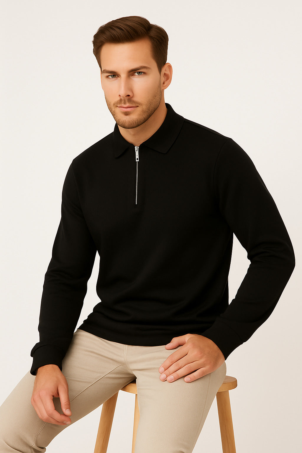 MPL Men's Zippered Polo Neck Sweatshirt 4019 - Glendora