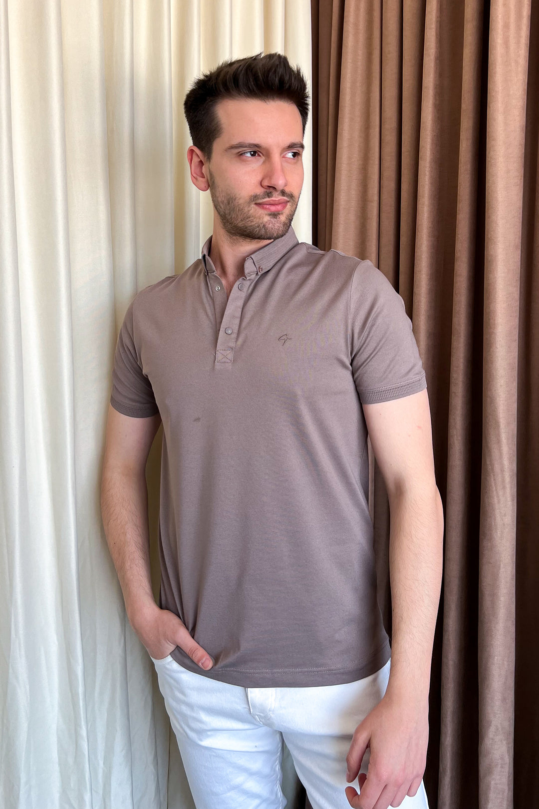 MPL Men's Polo Collar Oxford T-shirt 3570 - Tupelo