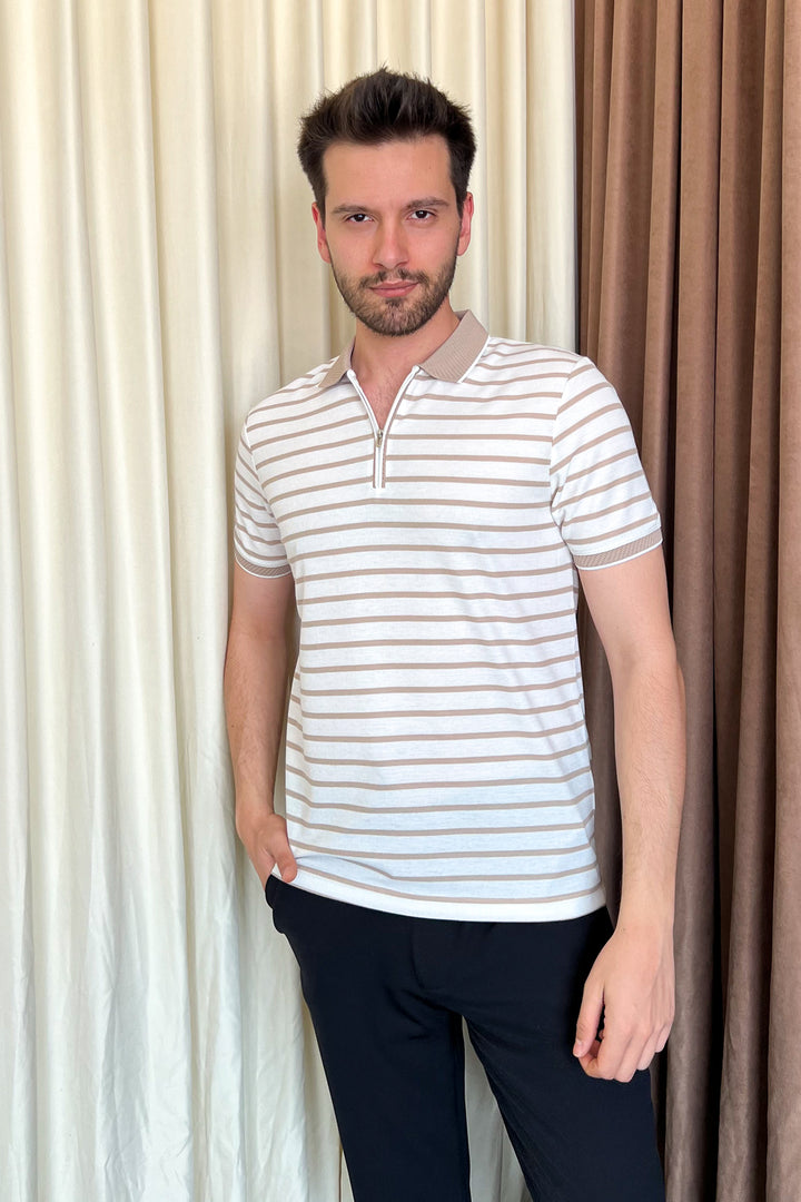 MPL Men's Zippered Collar Polo Neck T-shirt 4150 - Liepāja