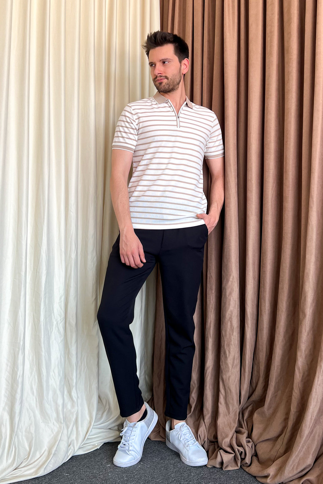 MPL Men's Zippered Collar Polo Neck T-shirt 4150 - Liepāja