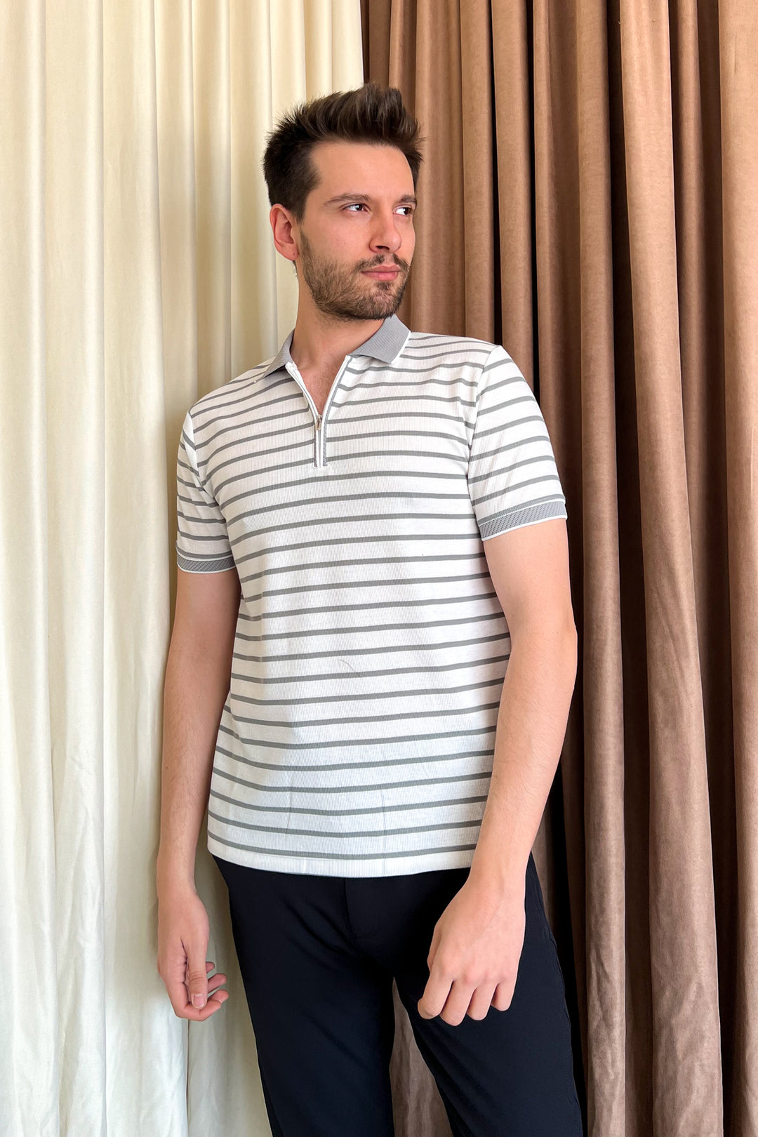 MPL Men's Zippered Collar Polo Neck T-shirt 4150 - Pittsfield