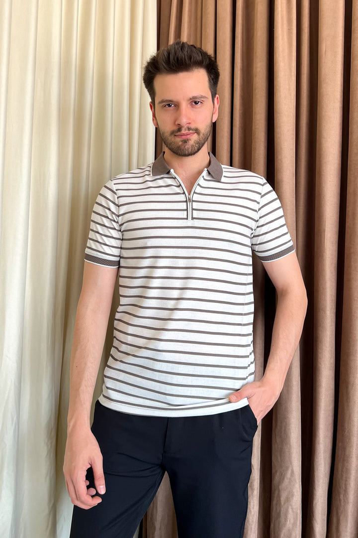 MPL Men's Zippered Collar Polo Neck T-shirt 4150 - Monroe