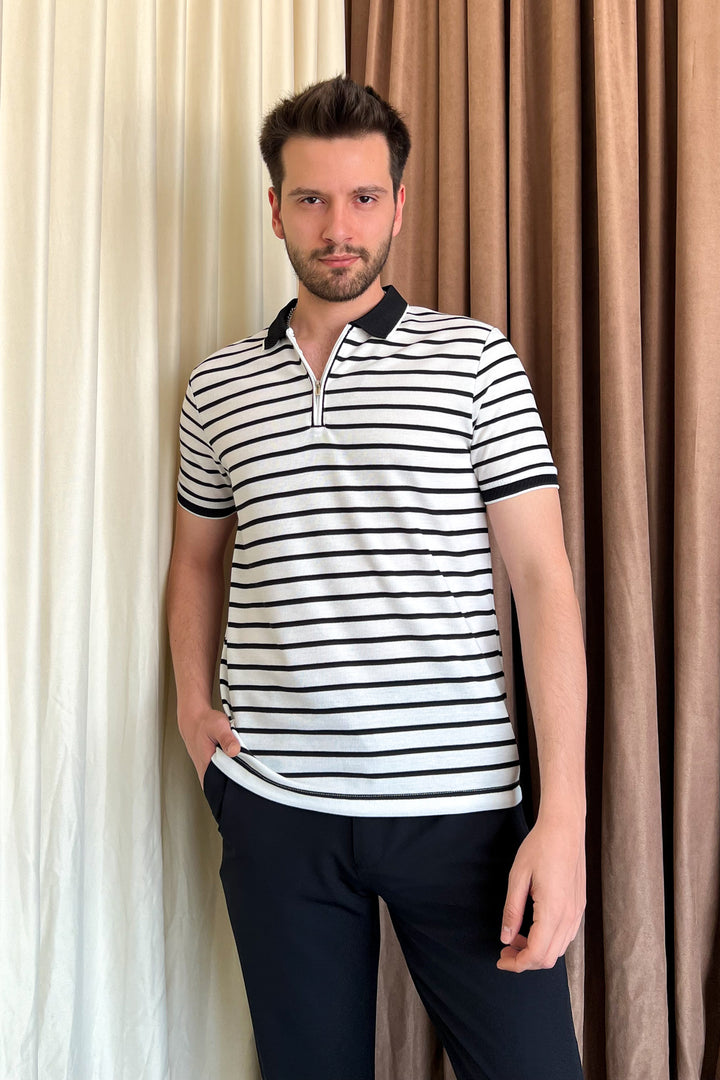 MPL Men's Zippered Collar Polo Neck T-shirt 4150 - Valencia