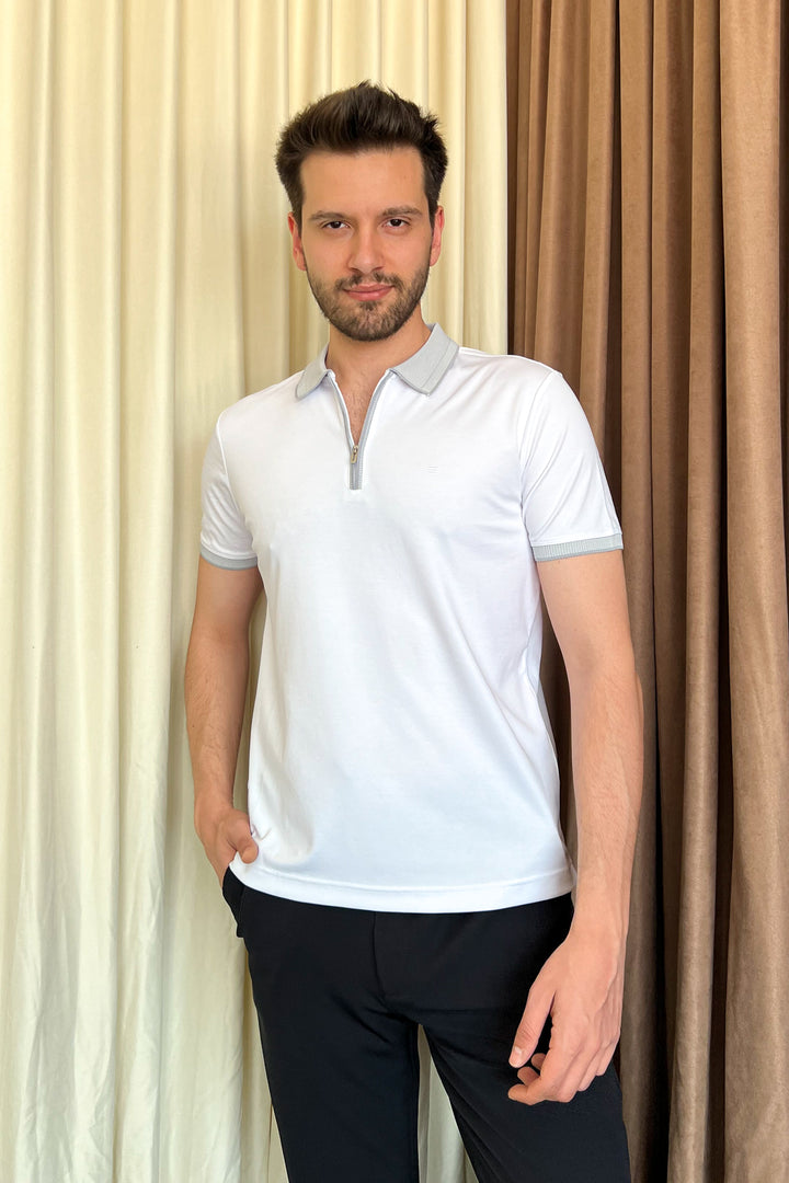 MPL Men's Zippered Polo Neck T-shirt 4168 - Mishawaka