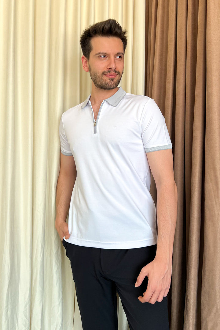 MPL Men's Zippered Polo Neck T-shirt 4168 - Mishawaka