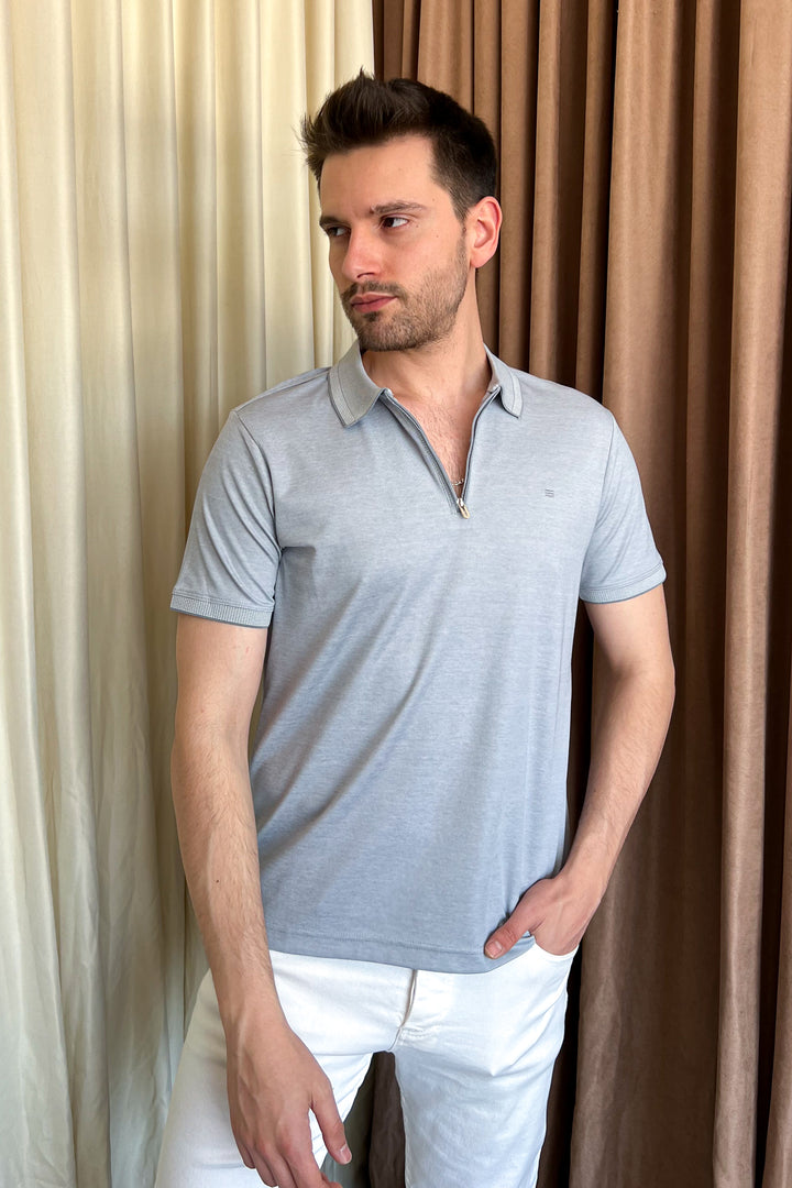 MPL Men's Zippered Polo Neck T-shirt 4168 - Tamiami
