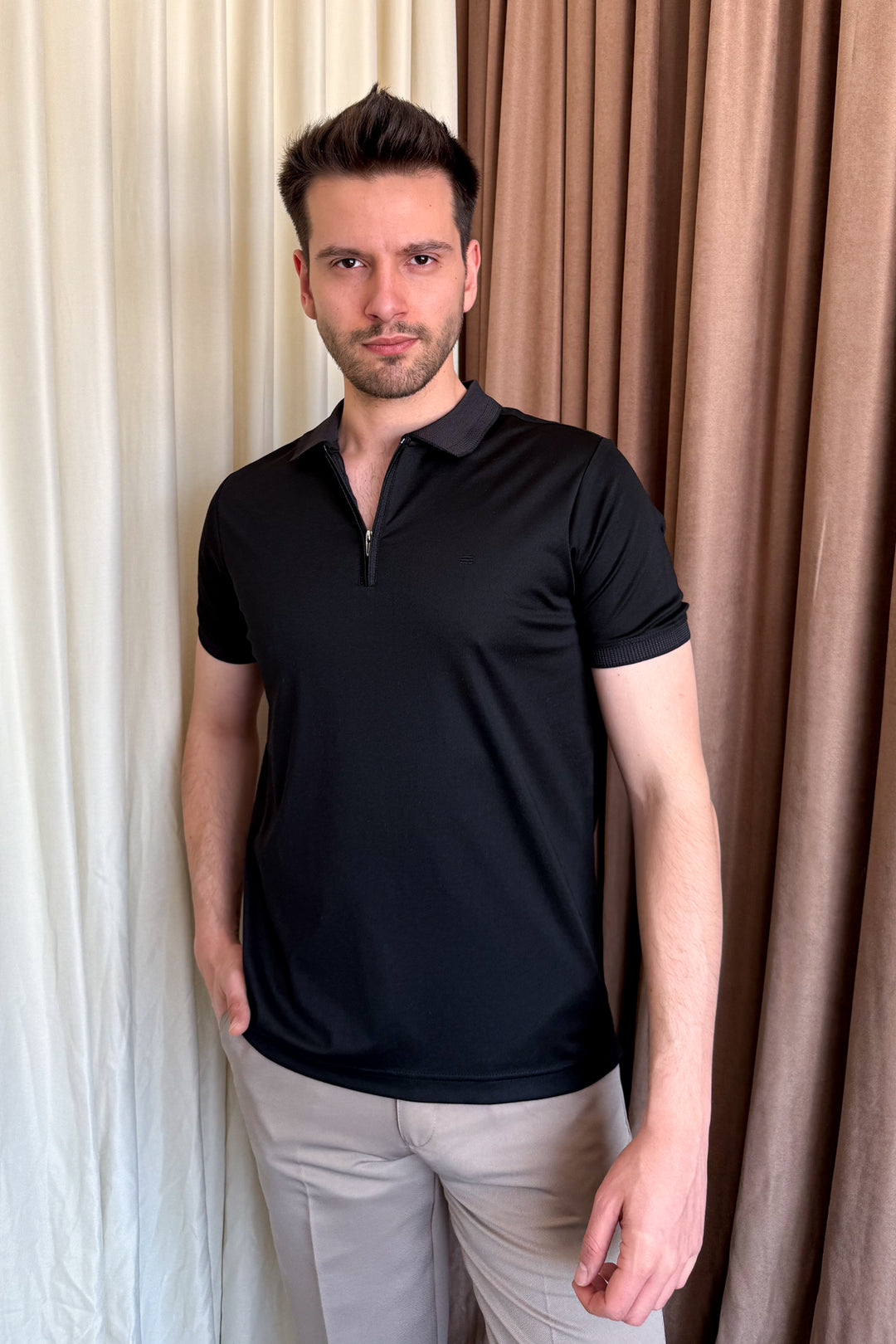 MPL Men's Zippered Polo Neck T-shirt 4168 - Napier