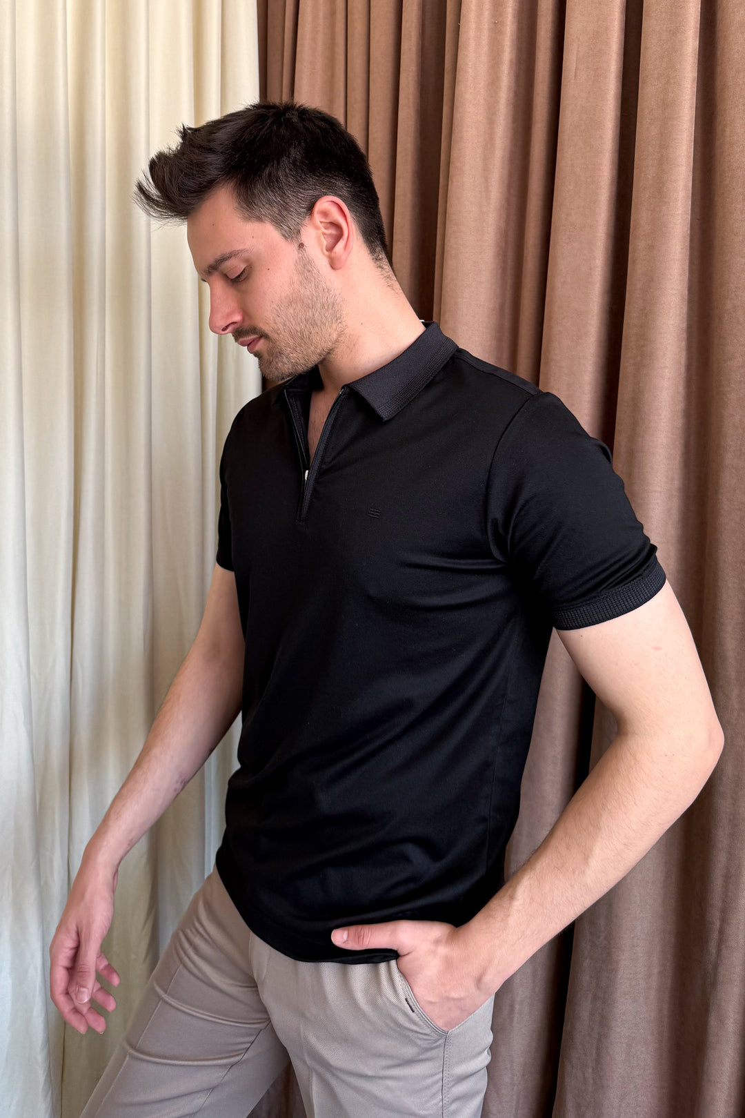 MPL Men's Zippered Polo Neck T-shirt 4168 - Napier