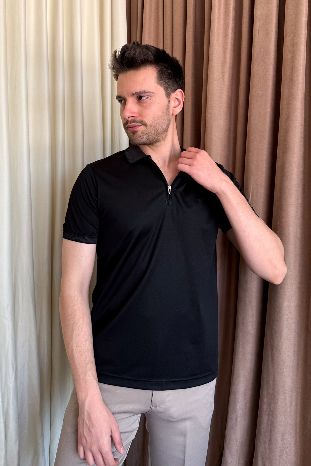 MPL Men's Zippered Polo Neck T-shirt 4168 - Napier