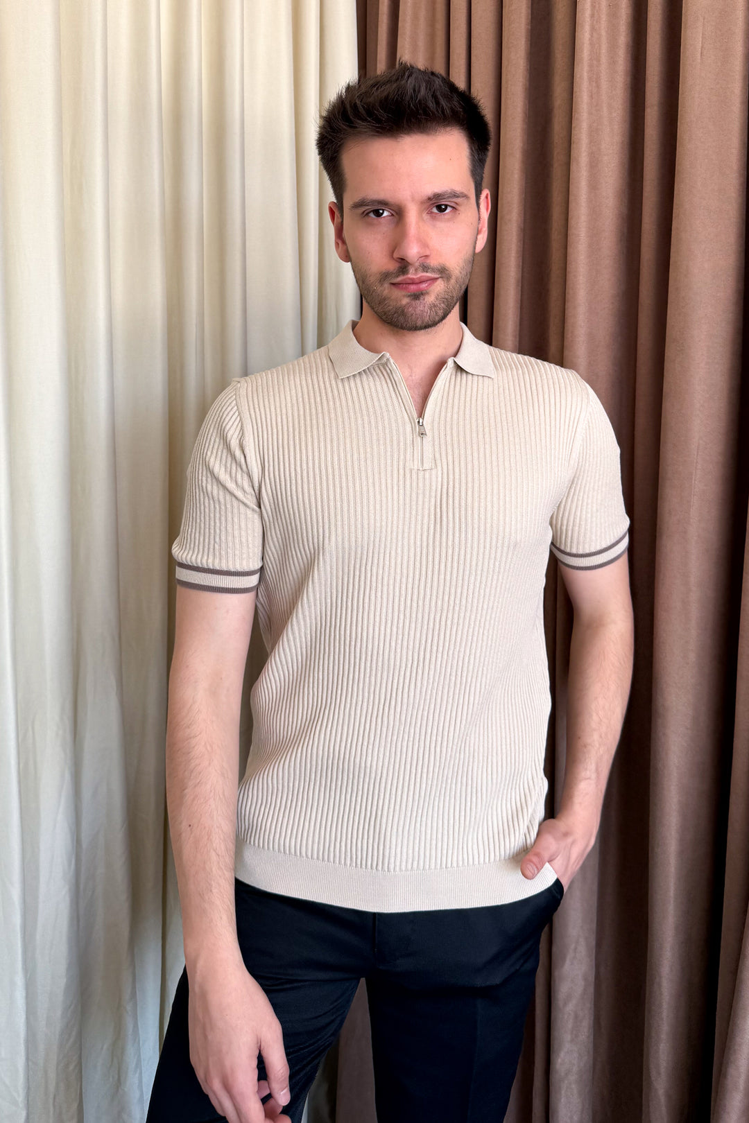 MPL Men's Zippered Polo Neck T-shirt 4290 - Elyria