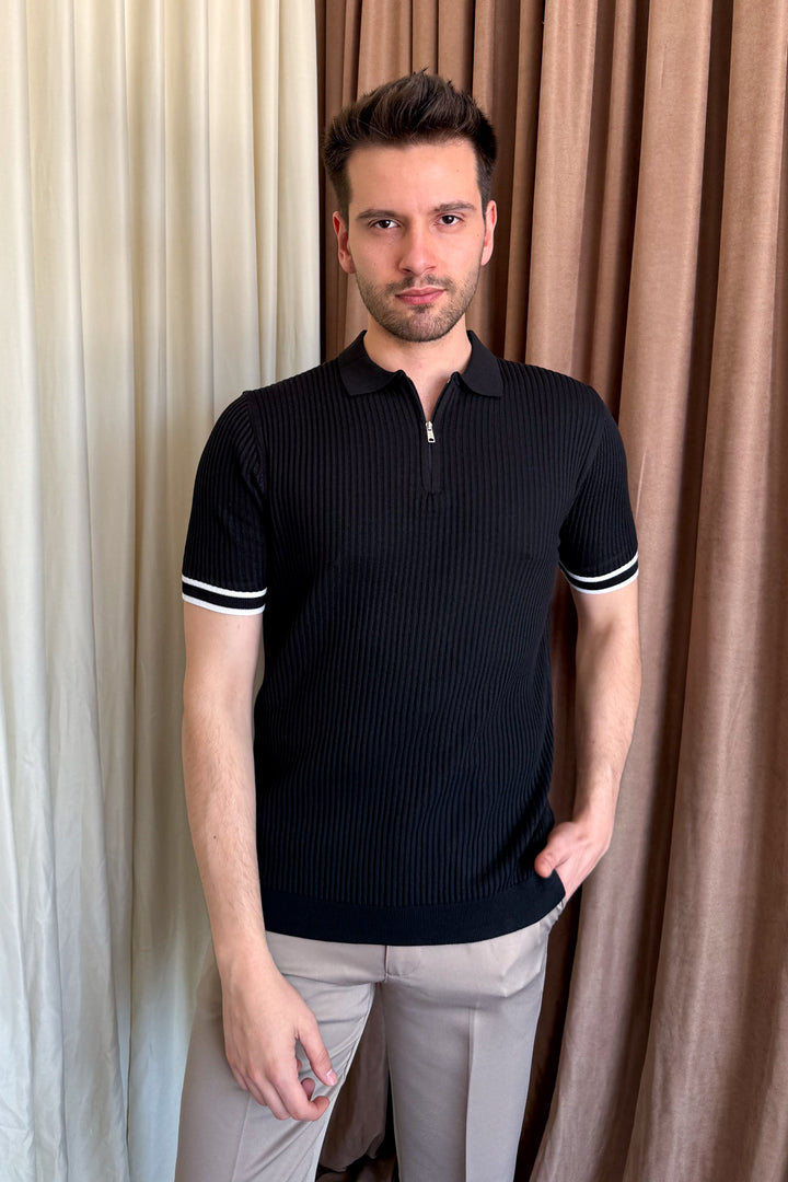 MPL Men's Zippered Polo Neck T-shirt 4290 - Cork