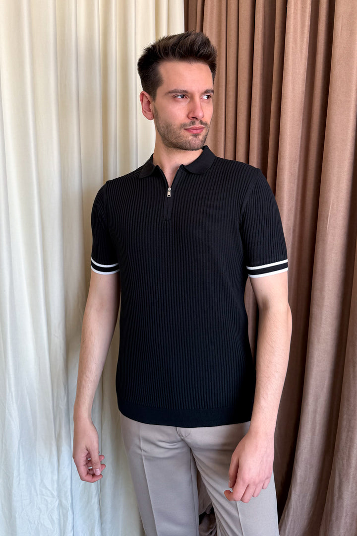 MPL Men's Zippered Polo Neck T-shirt 4290 - Cork