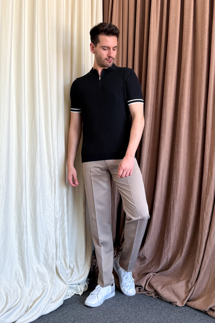 MPL Men's Zippered Polo Neck T-shirt 4290 - Cork