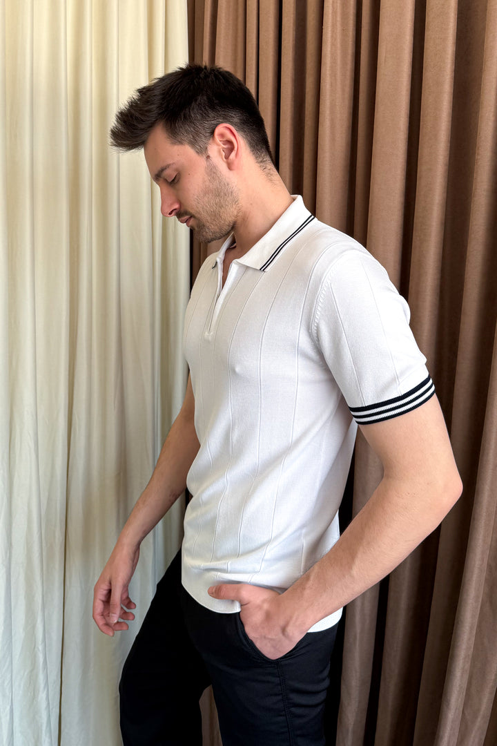 MPL Men's Zippered Collar Polo Neck T-shirt 44357 - Westminster