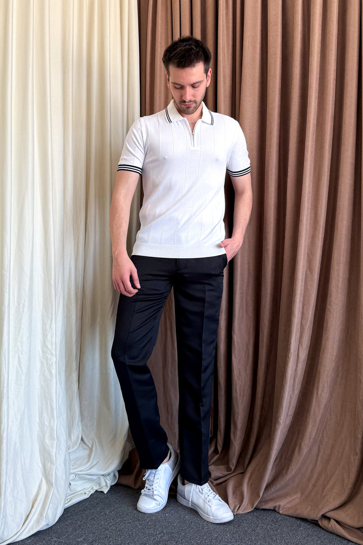 MPL Men's Zippered Collar Polo Neck T-shirt 44357 - Westminster