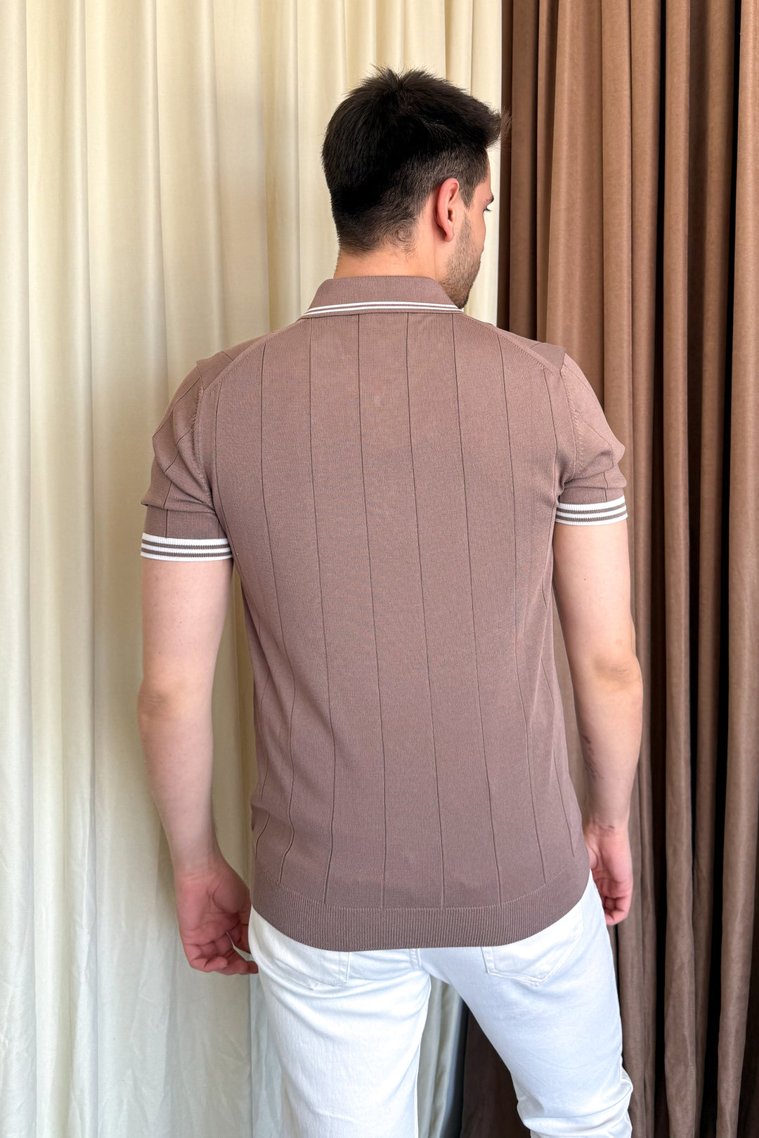 MPL Men's Zippered Collar Polo Neck T-shirt 44357 - Atlanta