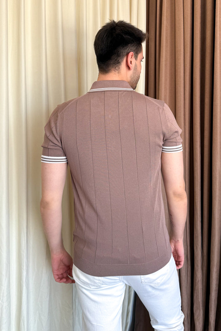 MPL Men's Zippered Collar Polo Neck T-shirt 44357 - Atlanta
