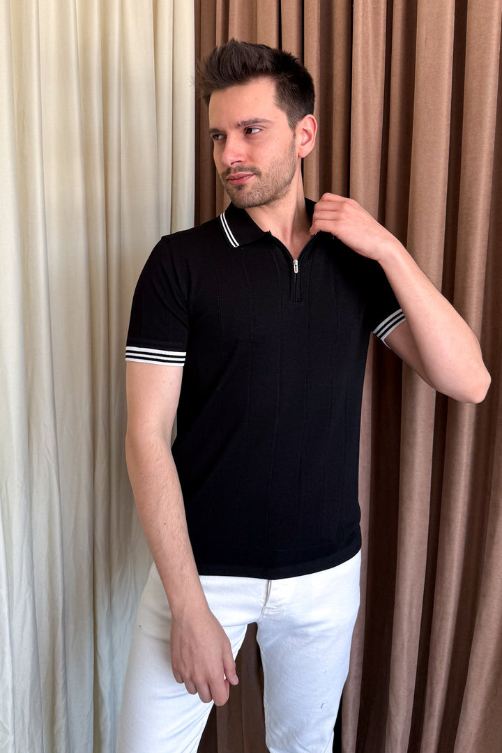 MPL Men's Zippered Collar Polo Neck T-shirt 44357 - Westfield