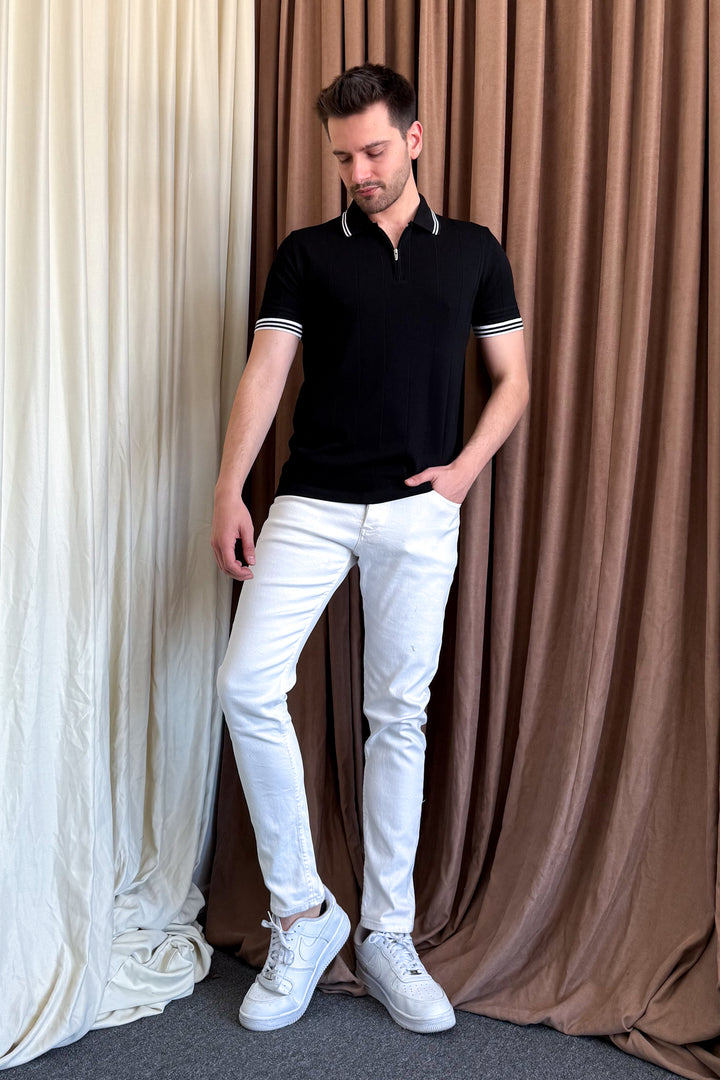 MPL Men's Zippered Collar Polo Neck T-shirt 44357 - Westfield