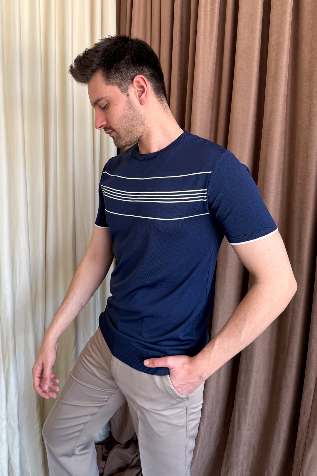 MPL Men's Striped T-shirt with Round Neck and Short Sleeves 9250 - Cumbernauld