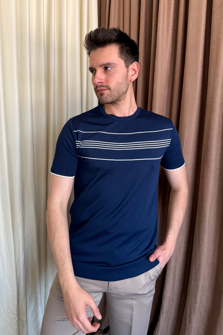 MPL Men's Striped T-shirt with Round Neck and Short Sleeves 9250 - Cumbernauld