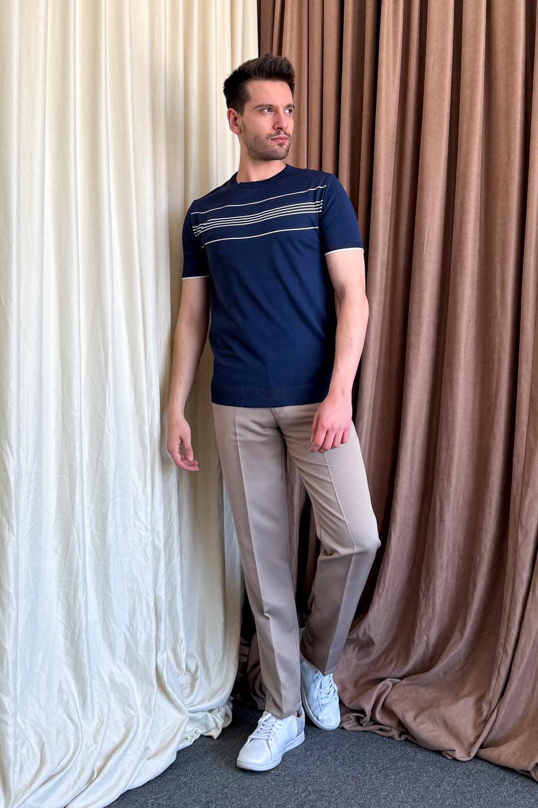 MPL Men's Striped T-shirt with Round Neck and Short Sleeves 9250 - Cumbernauld