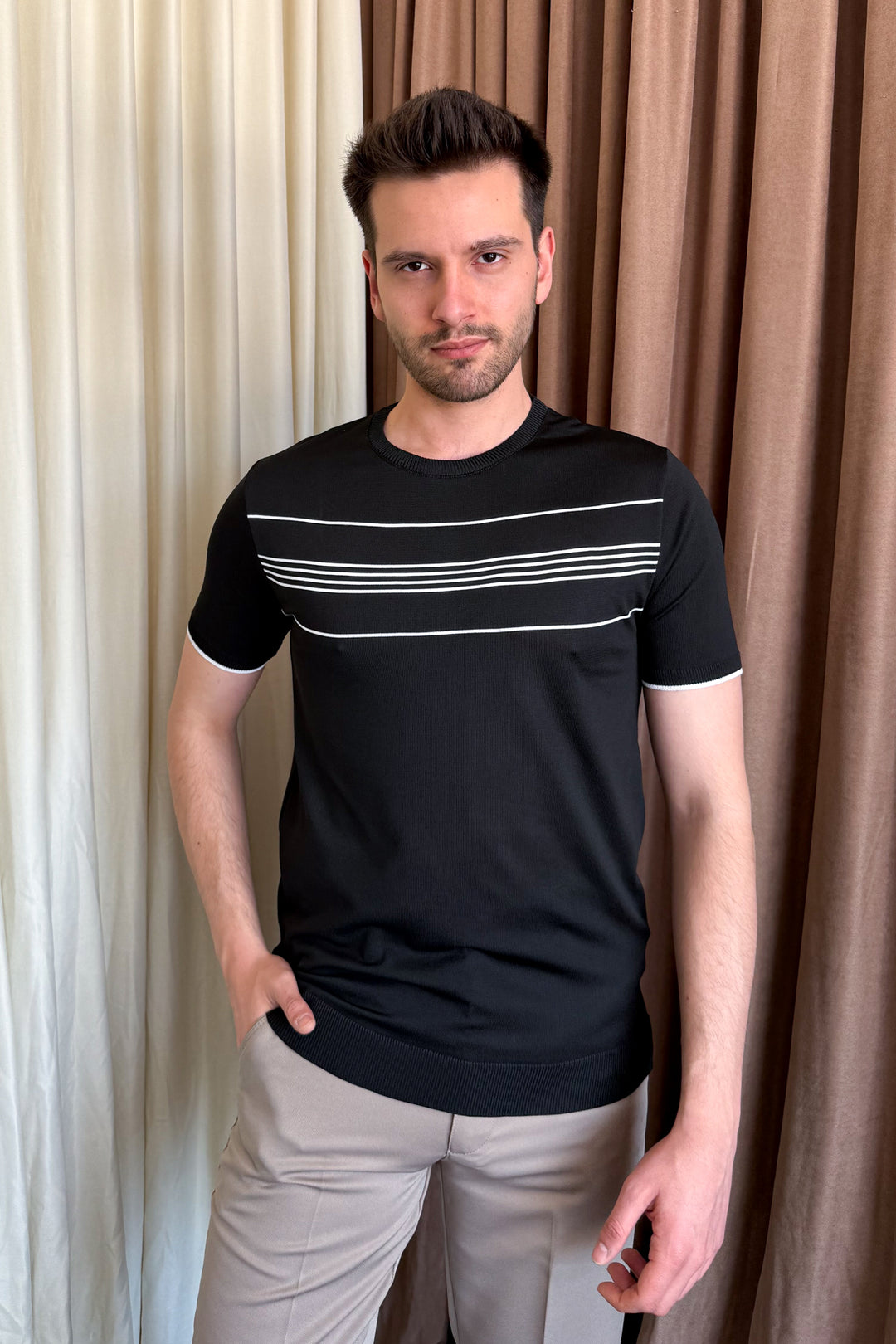 MPL Men's Striped T-shirt with Round Neck and Short Sleeves 9250 - Ecatepec
