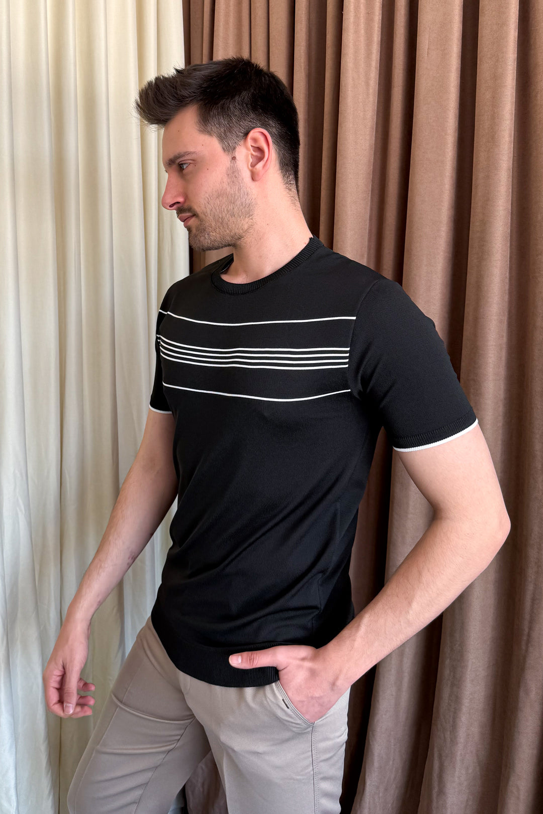 MPL Men's Striped T-shirt with Round Neck and Short Sleeves 9250 - Ecatepec