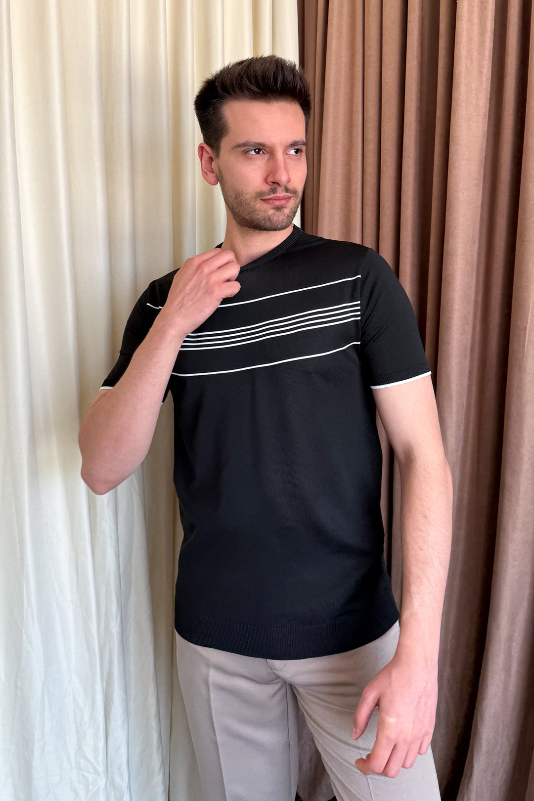 MPL Men's Striped T-shirt with Round Neck and Short Sleeves 9250 - Ecatepec