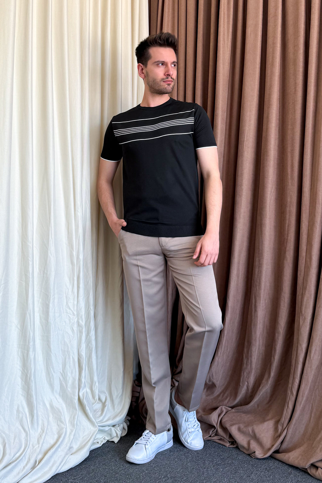 MPL Men's Striped T-shirt with Round Neck and Short Sleeves 9250 - Ecatepec