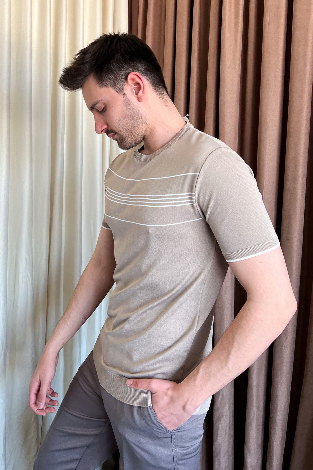 MPL Men's Striped T-shirt with Round Neck and Short Sleeves 9250 - Old Bridge